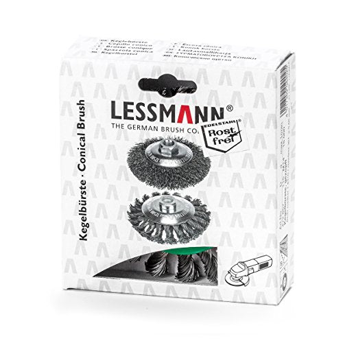 LessMann 471757 - Brosse conique LessMann 100x12 mm./M14x2,0 mm. fil d'acier inoxydable tressé ROH 0,30