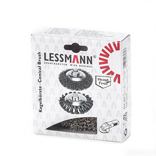 LessMann 422367 - LessMann conical brush 100x10 mm./M14x2.0 mm. ROF 0.30 crimped stainless steel wire