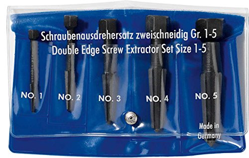 Rennsteig 471 900 3 - Juego de extractores de tornillos Rennsteig con doble filo (5 piezas en bolsa plástico)