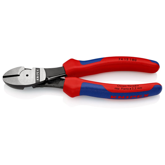 Knipex 74 12 180 - 180 mm force diagonal cutting pliers with two-component handles and automatic opening spring