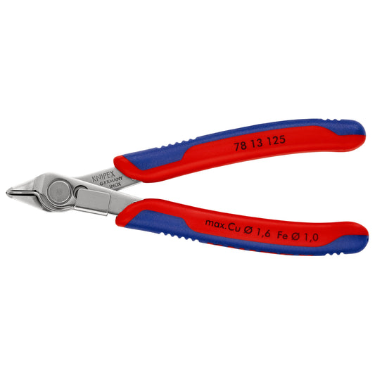 Knipex 78 13 125 - Stainless steel pliers. SuperKnips 125 mm electronic cutting tool with two-component handles. Edges with notch and without bevel.