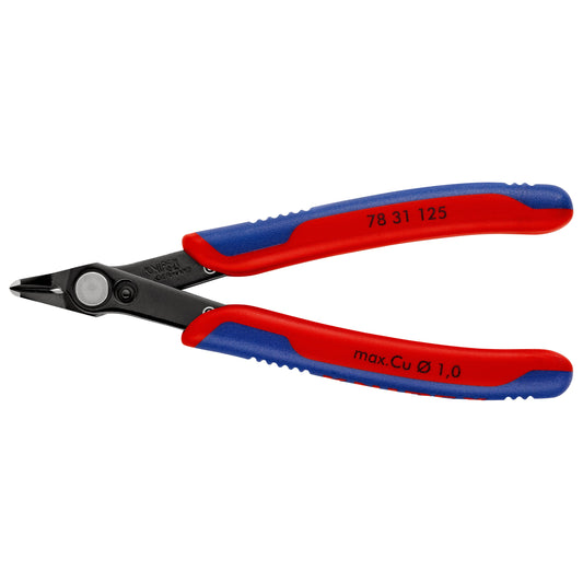Knipex 78 31 125 - SuperKnips 125 mm electronic cutting pliers with narrow head and two-component handles. Bevelless edges.