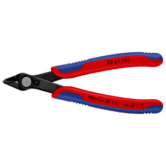 Knipex 78 61 125 - SuperKnips 125 mm electronic cutting pliers with two-component handles. Bevelless edges. Suitable for fiberglass.