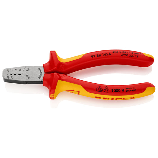 Knipex 97 68 145 A - Knipex VDE insulated ferrule crimping pliers 145 mm. with two-component handles
