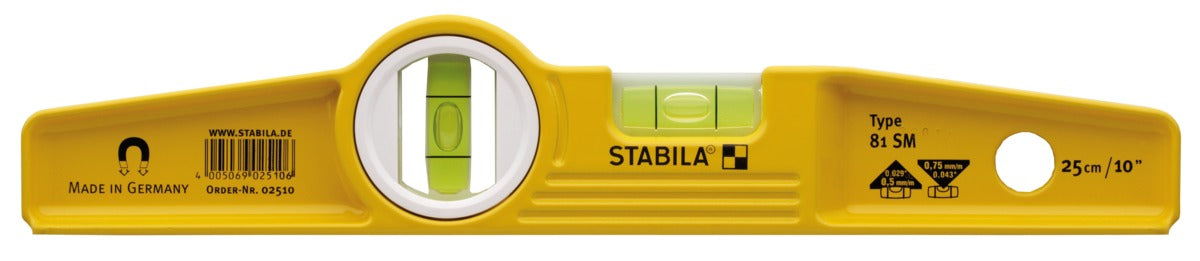 Stabila 025106 - Nivel de burbuja con base magnética Torpedo 81SM de 25 cm sin funda