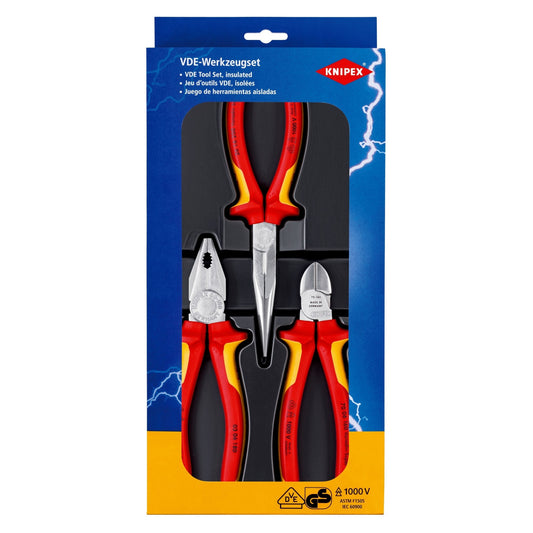 Knipex 00 20 12 - Juego de alicates aislados VDE Knipex (3 piezas) - Ferrotecnia