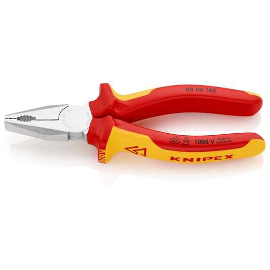 Knipex 03 06 160 - Alicate universal aislado VDE 160 mm con mangos bicomponentes - Ferrotecnia