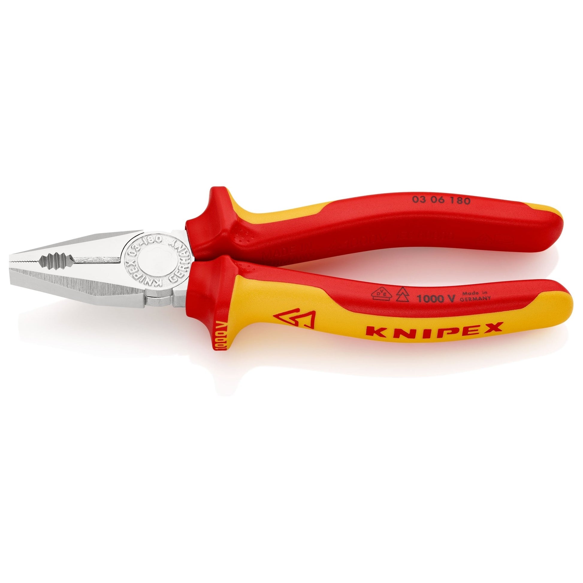 Knipex 03 06 180 - Alicate universal aislado VDE 180 mm con mangos bicomponentes - Ferrotecnia