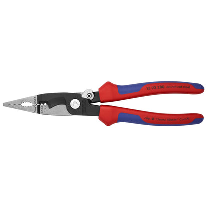 Knipex 13 92 200 - Alicate para instaladores Knipex 200 mm. con mangos bicomponentes y muelle de apertura automática - Ferrotecnia