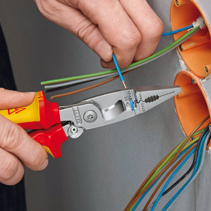 Knipex 13 96 200 - Alicate para instaladores aislado VDE Knipex 200 mm. con mangos bicomponentes y muelle de apertura automática - Ferrotecnia