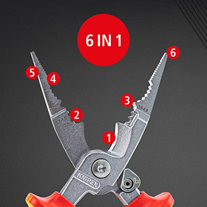 Knipex 13 96 200 - Alicate para instaladores aislado VDE Knipex 200 mm. con mangos bicomponentes y muelle de apertura automática - Ferrotecnia