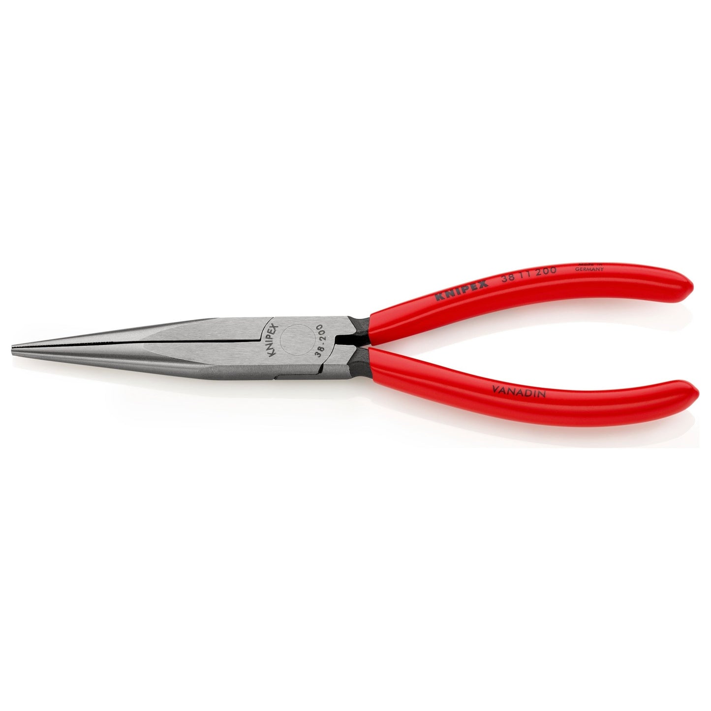 Knipex 38 11 200 - Alicate para mecánicos 200 mm con bocas rectas semi - redondas y mangos PVC - Ferrotecnia