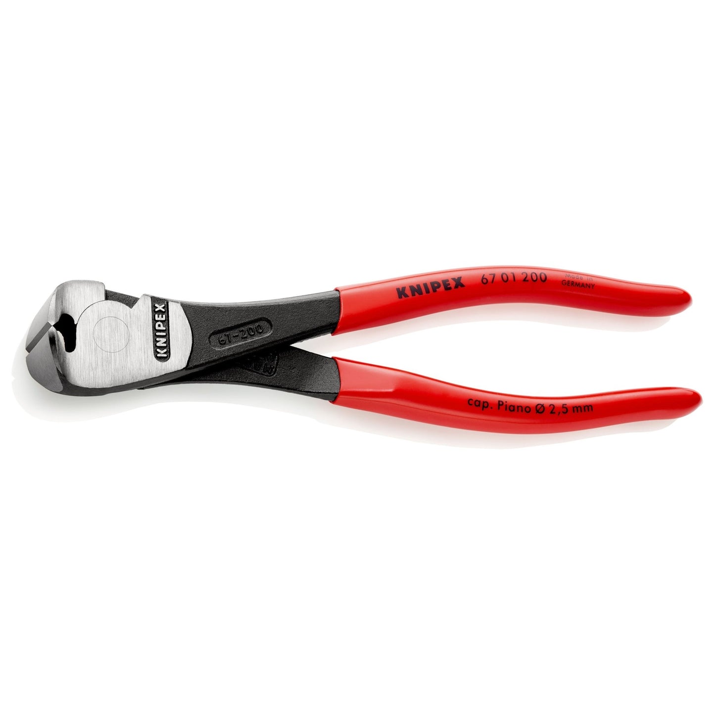 Knipex 67 01 200 - Alicate de corte frontal de fuerza 200 mm con mangos PVC - Ferrotecnia