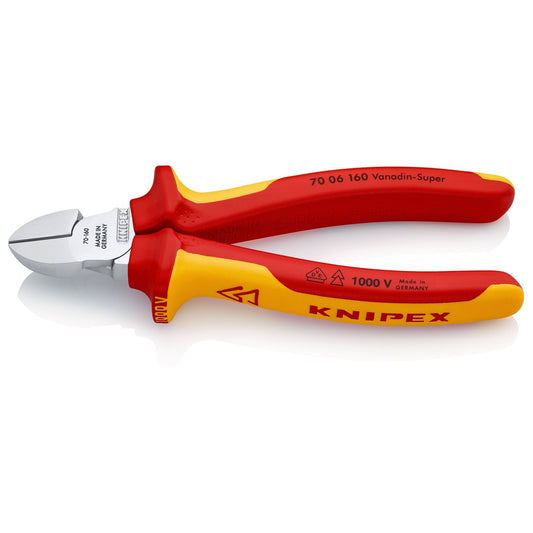 Knipex 70 06 160 - Alicate de corte diagonal aislado VDE 160 mm con mangos bicomponentes - Ferrotecnia