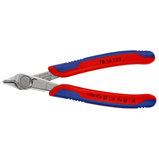 Knipex 78 13 125 - Alicate inox. de corte para electrónica SuperKnips 125 mm con mangos bicomponentes. Filos con muesca y sin bisel. - Ferrotecnia