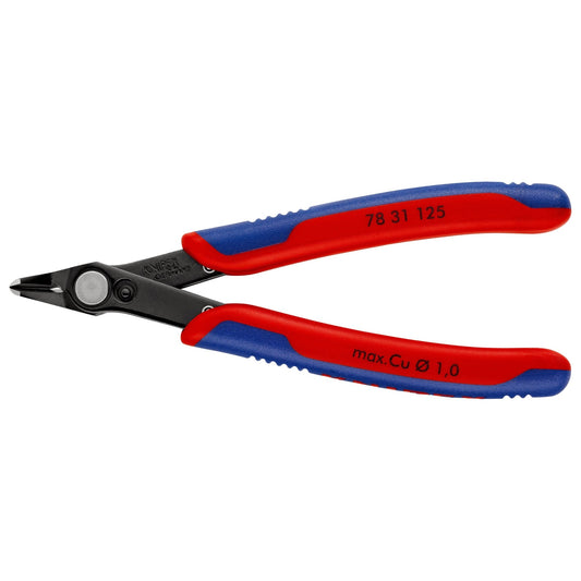 Knipex 78 31 125 - Alicate de corte para electrónica SuperKnips 125 mm con cabeza estrecha y mangos bicomponentes. Filos sin bisel. - Ferrotecnia