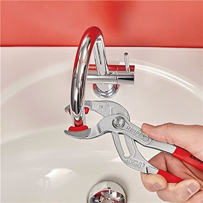 Knipex 81 13 250 - Tenaza cromada para tuberías y racores Knipex 250 mm. con mangos PVC y mordazas con protector plástico - Ferrotecnia