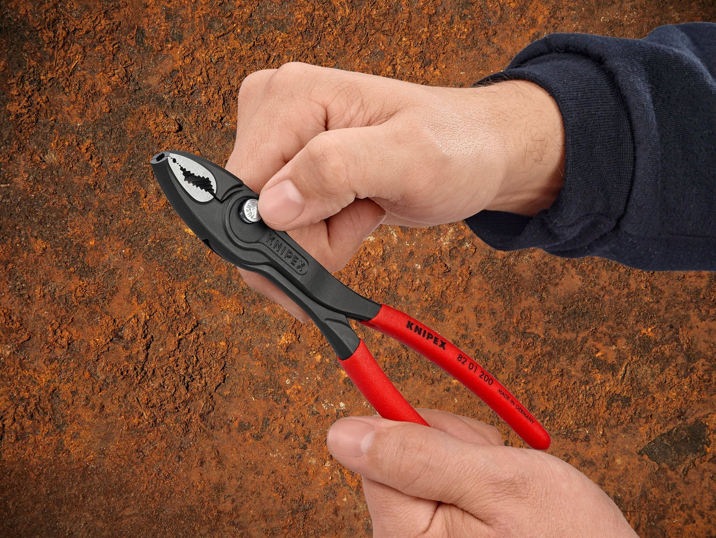 Knipex 82 01 200 - Alicate agarre frontal ajustable Knipex TwinGrip 200 mm. con mangos PVC - Ferrotecnia
