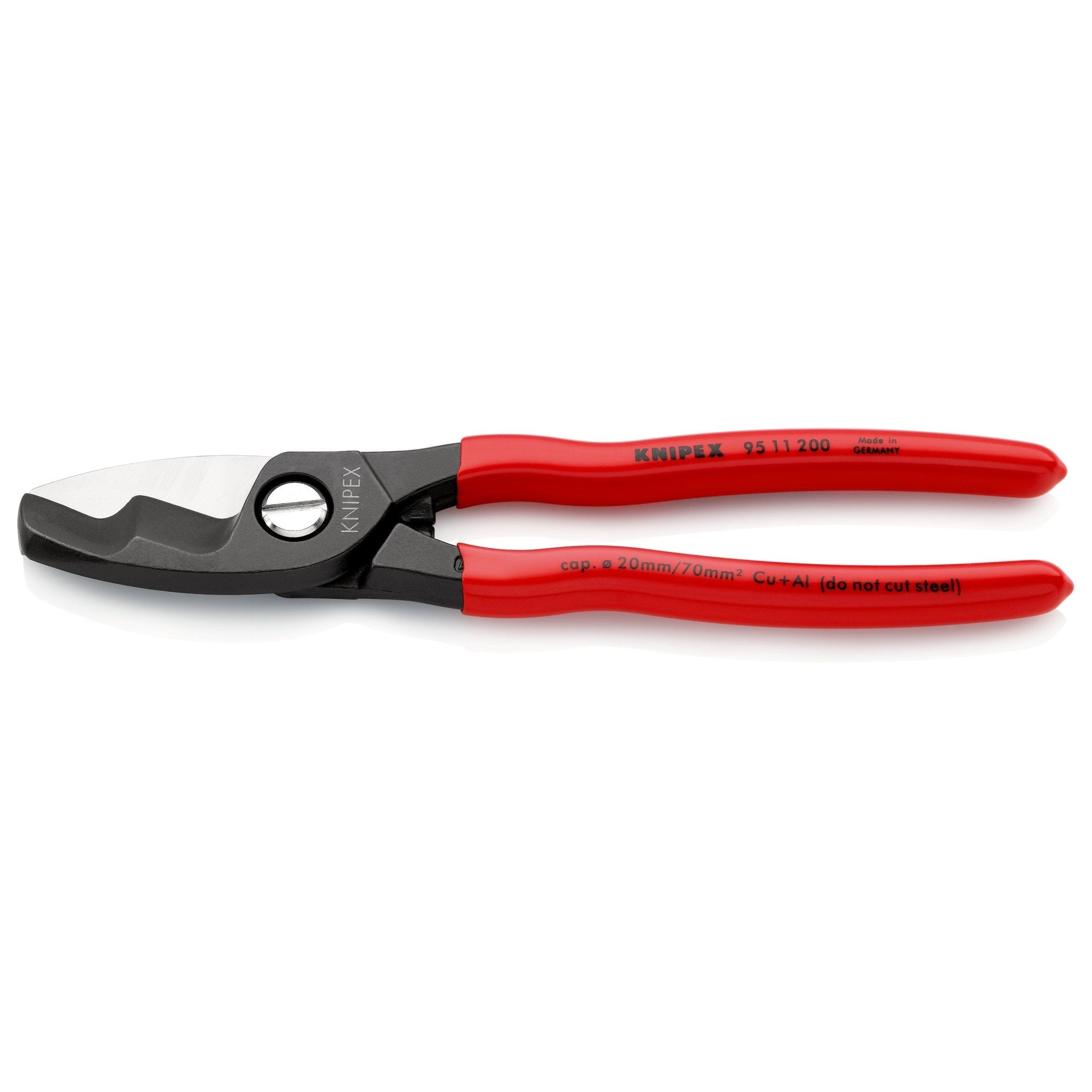Knipex 95 11 200 - 200 mm double-edged cable cutter with PVC handles ...