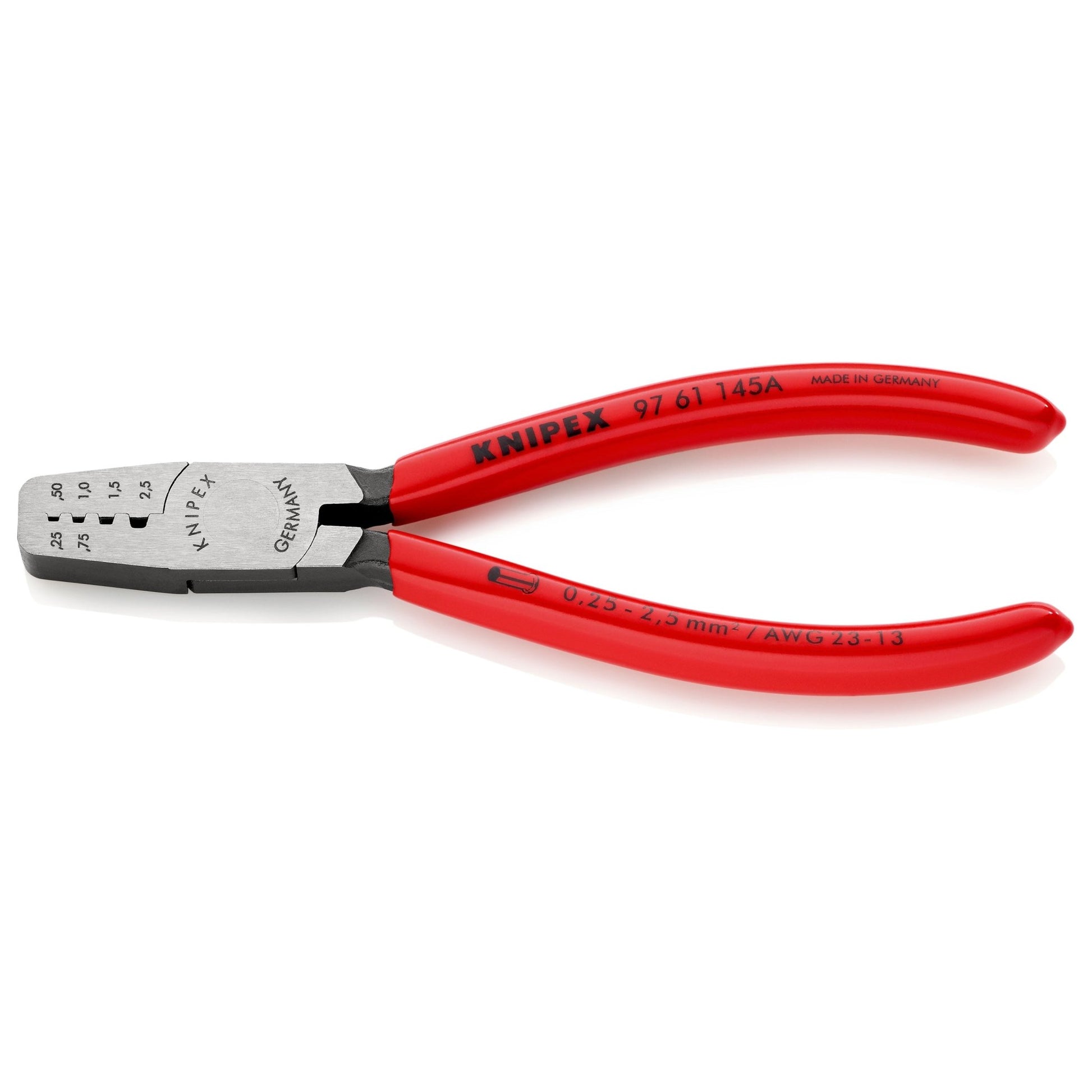 Knipex 97 61 145 A - Alicate para entallar punteras 145 mm con mangos PVC - Ferrotecnia