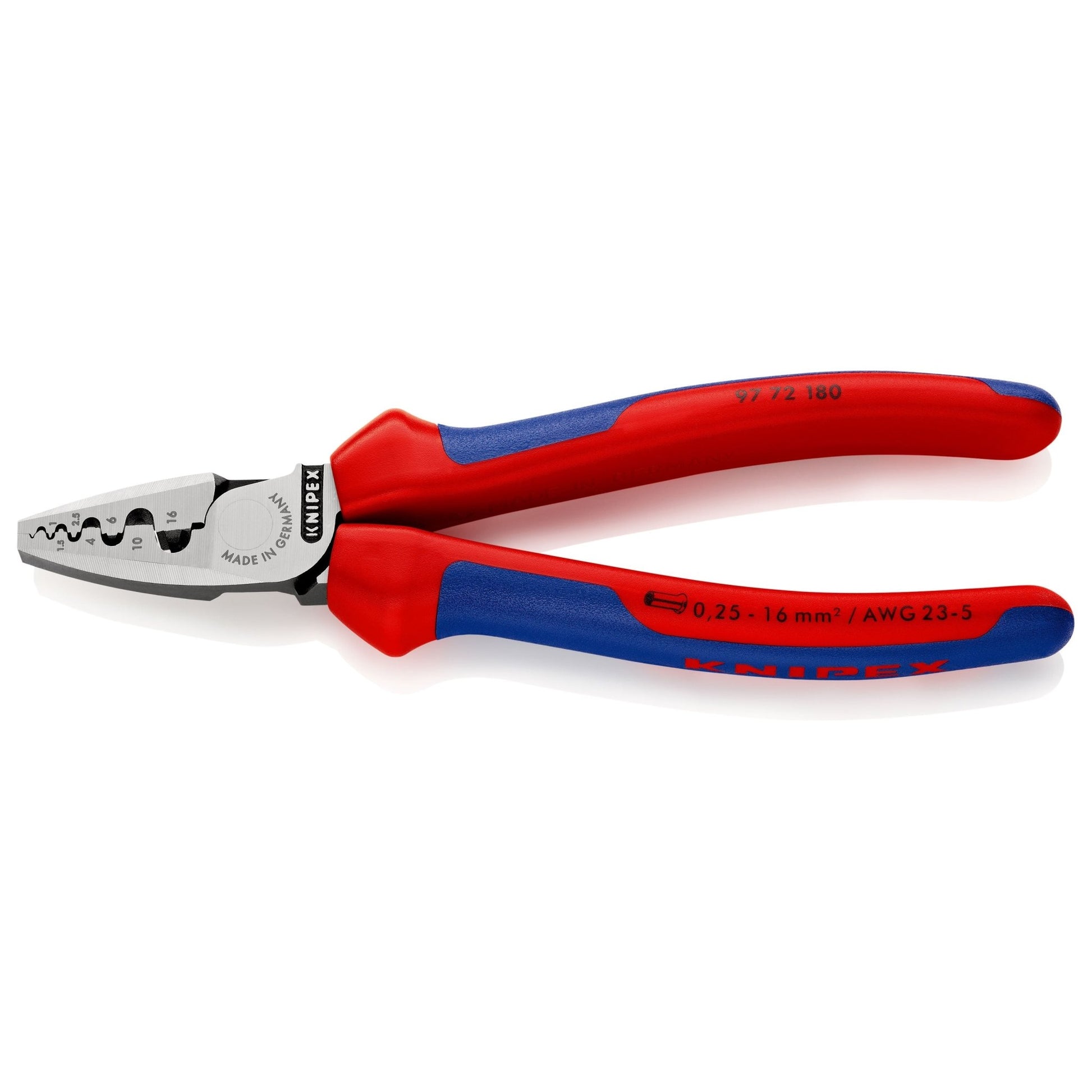 Knipex 97 72 180 - Alicate para entallar punteras 180 mm con mangos bicomponentes - Ferrotecnia