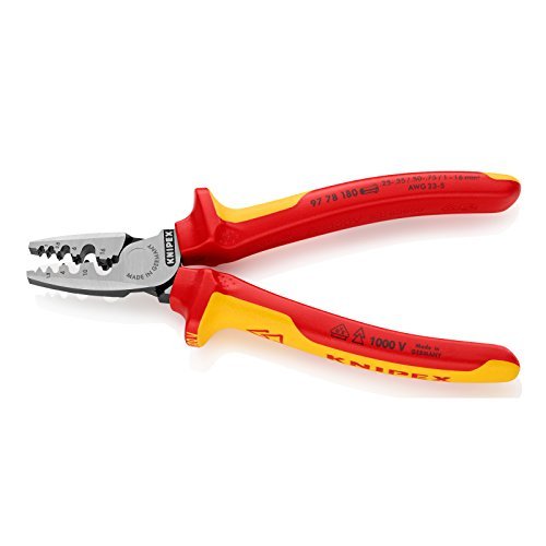Knipex 97 78 180 - Alicate para entallar punteras aislado VDE Knipex 180 mm. con mangos bicomponentes - Ferrotecnia