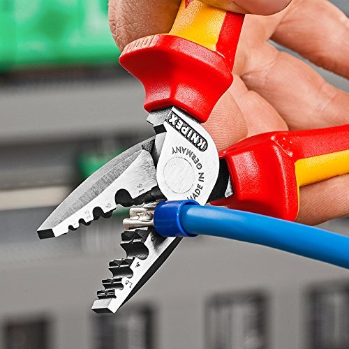 Knipex 97 78 180 - Alicate para entallar punteras aislado VDE Knipex 180 mm. con mangos bicomponentes - Ferrotecnia