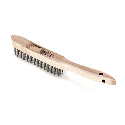 LessMann 103731 - Cepillo de mano con mango de madera LessMann 3H alambre de acero inoxidable recto ROF 0,35 - Ferrotecnia