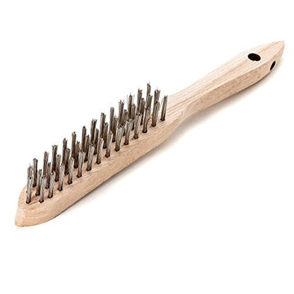 LessMann 103731 - Cepillo de mano con mango de madera LessMann 3H alambre de acero inoxidable recto ROF 0,35 - Ferrotecnia