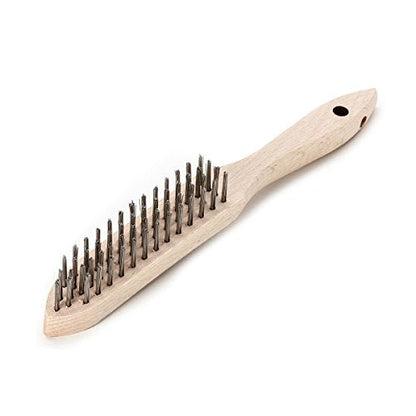 LessMann 103741 - Cepillo de mano con mango de madera LessMann 4H alambre de acero inoxidable recto ROF 0,35 - Ferrotecnia