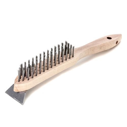 LessMann 120401 - Hand brushes with scraper 4 rows steel wire STA straight 0,35 mm "LESSMANN" - Ferrotecnia