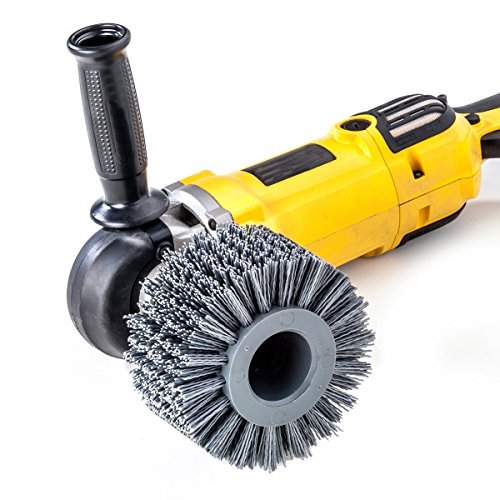 LessMann 402890 - Wheel brushes plastic body PP grey dia 140 mm 18 x 13 rows abrasive nylon SIC K 80 / 1,20 mm high 30 mm thread M 14 RPM 2500 body dia 80 x 90 mm "LESSMANN" - Ferrotecnia