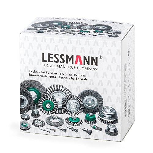 LessMann 402890 - Wheel brushes plastic body PP grey dia 140 mm 18 x 13 rows abrasive nylon SIC K 80 / 1,20 mm high 30 mm thread M 14 RPM 2500 body dia 80 x 90 mm "LESSMANN" - Ferrotecnia