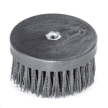 LessMann 405845 - Disc brush plastic body PP dia 130 mm 4 rows abrasive nylon SIC K 80 / 1,20 mm high 50 mm thread M 14 RPM 2500 body dia 130 x 20 mm - Ferrotecnia
