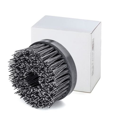 LessMann 405845 - Disc brush plastic body PP dia 130 mm 4 rows abrasive nylon SIC K 80 / 1,20 mm high 50 mm thread M 14 RPM 2500 body dia 130 x 20 mm - Ferrotecnia