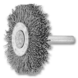 LessMann 417752 - Cepillo circular con espiga LessMann 70 mm. alambre de acero latonado ondulado STM 0,25 - Ferrotecnia