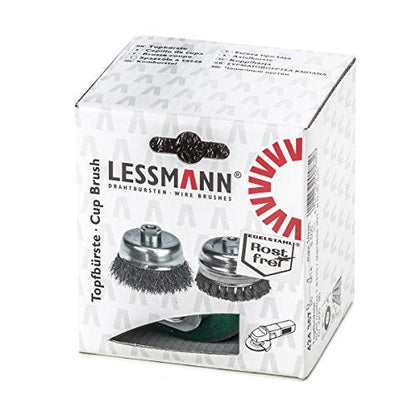 LessMann 423167 - Cepillo taza LessMann 75 mm./M14x2,0 mm. alambre de acero ondulado STA 0,35 - Ferrotecnia