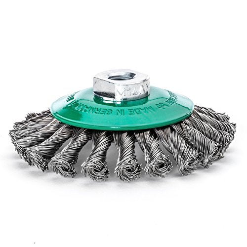 LessMann 471757 - Cepillo cónico LessMann 100x12 mm./M14x2,0 mm. alambre de acero inoxidable trenzado ROH 0,30 - Ferrotecnia