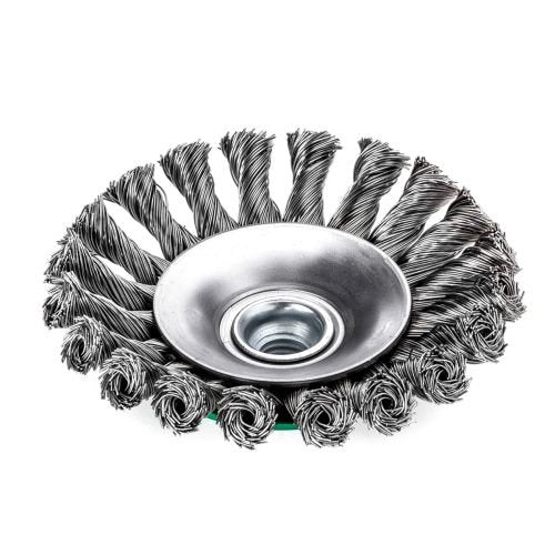 LessMann 471857 - Cepillo cónico LessMann 100x12 mm./M14x2,0 mm. alambre de acero inoxidable trenzado ROH 0,50 - Ferrotecnia