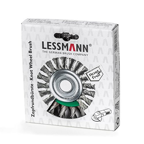 LessMann 472817 - Cepillo circular LessMann 115x14 mm./M14x2,0 mm. alambre de acero inoxidable trenzado, 20 mechones, ROH 0,50 - Ferrotecnia