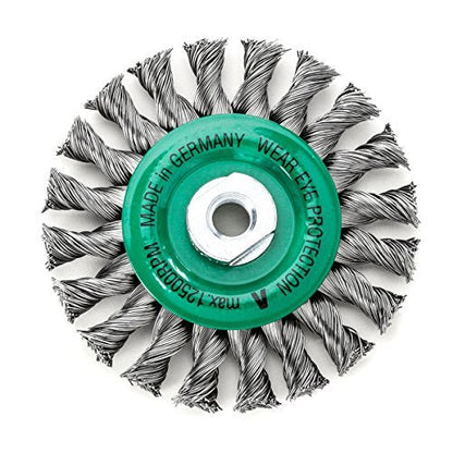 LessMann 472817 - Cepillo circular LessMann 115x14 mm./M14x2,0 mm. alambre de acero inoxidable trenzado, 20 mechones, ROH 0,50 - Ferrotecnia