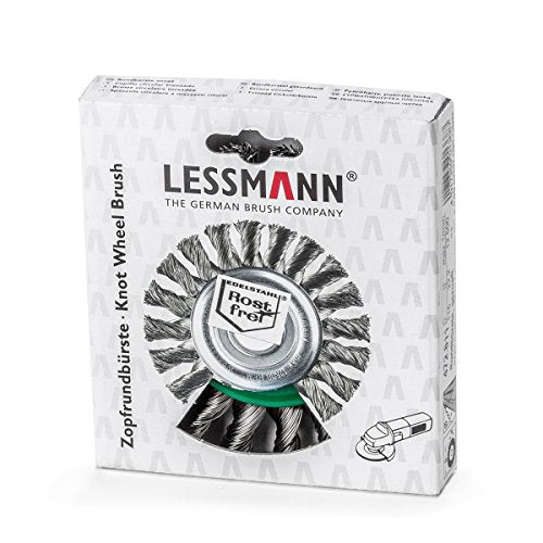 LessMann 473811 - Cepillo circular LessMann 125x14 mm./22,2 mm. alambre de acero inoxidable trenzado, 20 mechones, ROH 0,50 - Ferrotecnia