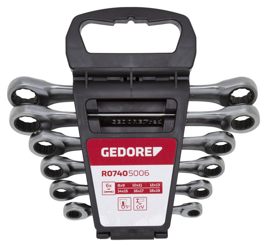 GEDORE red R07405006 - Set of 6 double polygonal ratchet wrenches 8-19 mm (3300898)