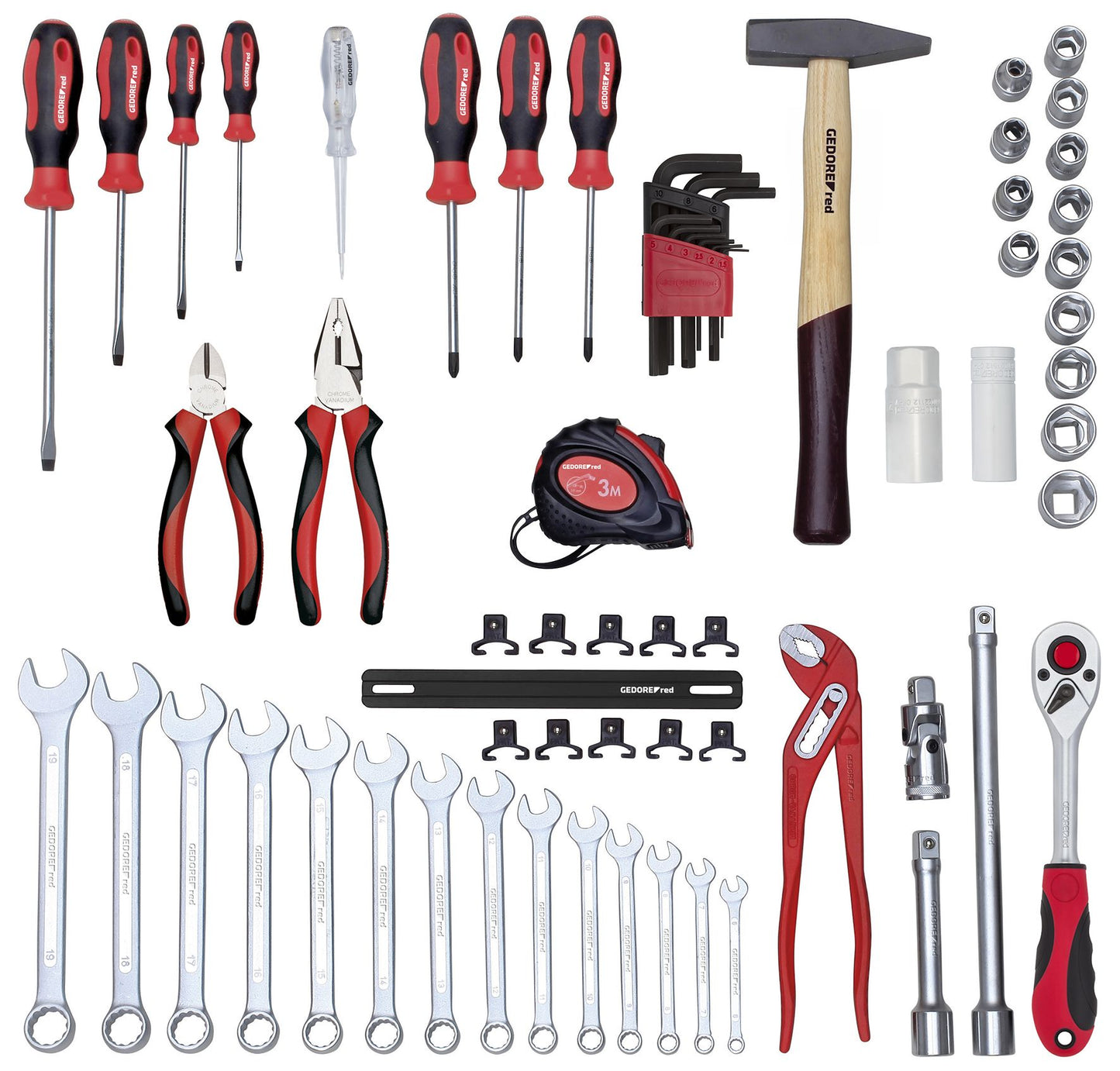 GEDORE rouge R21650057 - Jeu d'outils SCHRAUBER incl. boîte à outils, 57 pièces (3301640)