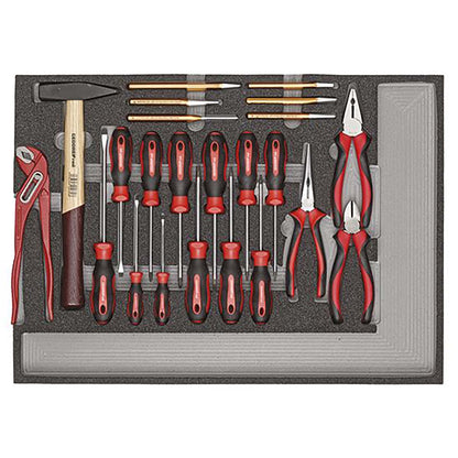 GEDORE red R21010004 - Tool set in 3 plastic modules, 129 pieces (3301679)
