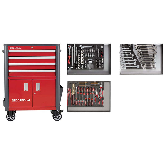 GEDORE red R22041004 - Juego de herramientas en carro de herramientas WINGMAN rojo 129 piezas (3301689)