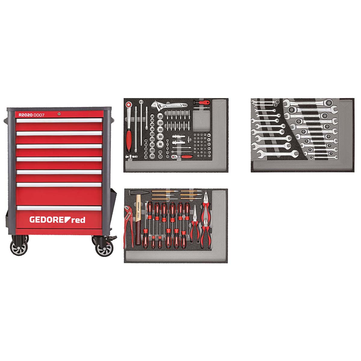 GEDORE red R22071004 - WINGMAN workshop trolley with assortment of 129 tools (3301694)