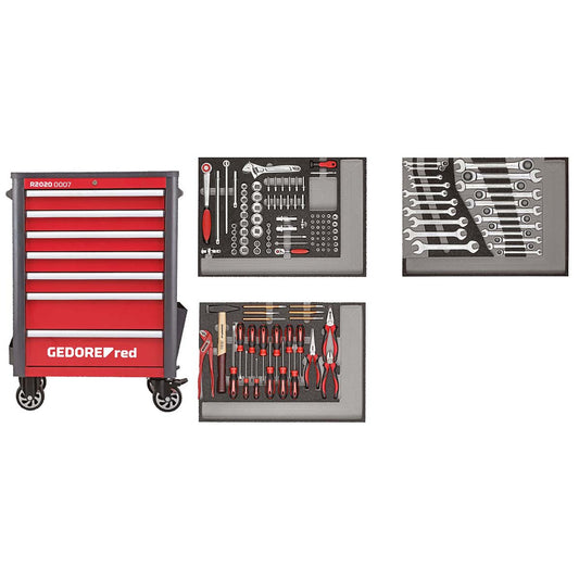 GEDORE red R22071004 - WINGMAN workshop trolley with assortment of 129 tools (3301694)