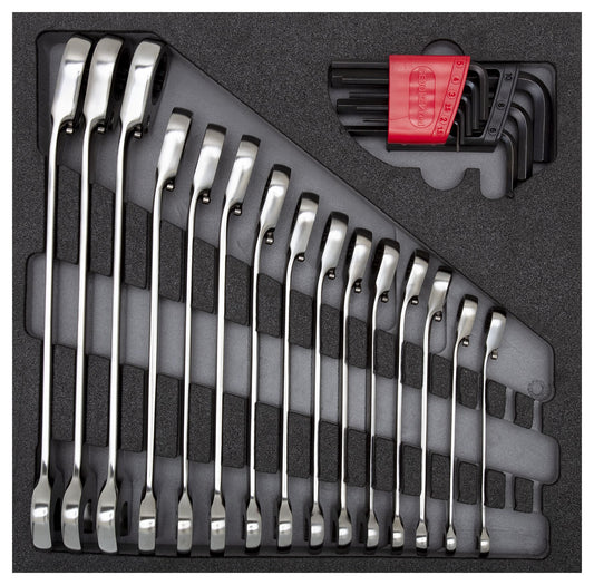 GEDORE red R22250001 - Set of combination ratchet wrenches and allen keys in module (3301700)