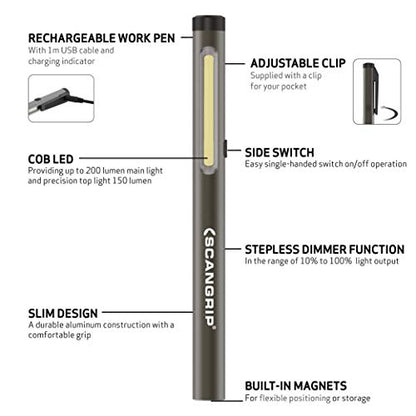 Scangrip 035127 - Linterna Scangrip WORK PEN 200 R - Ferrotecnia